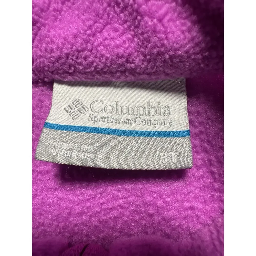 Columbia Girls 3T Pink Fleece Jacket Full Zip Lightweight Soft